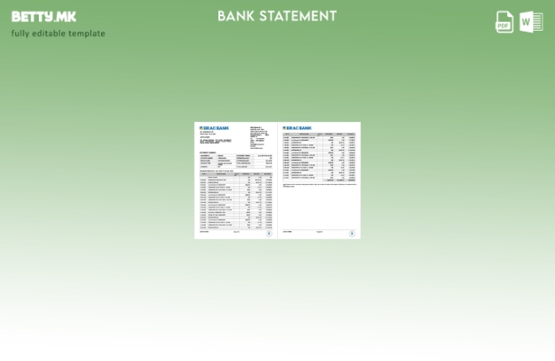 модерен стил Шаблон за зборови за извод од банкарска сметка BRAC во Бангладеш